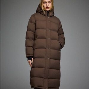 Orolay Long Hooded Puffer Coat in Coffee